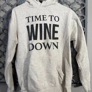 “Time to Wine Down” Graphic Hoodie – Heather Gray – Size __